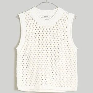 Madewell Open-Stitch Crop Sweater Vest in Bright Ivory